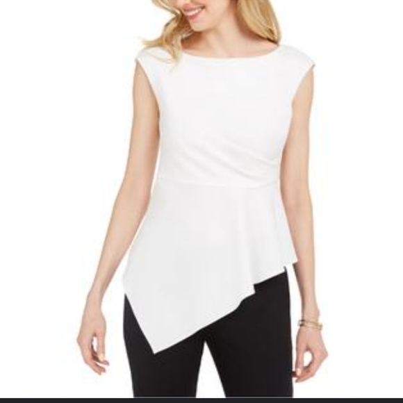 ASYMETRICAL SLEEVELESS PEPLIN BLOUSE - Picture 3 of 3
